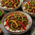 Beef & Pepper Rice Bowls